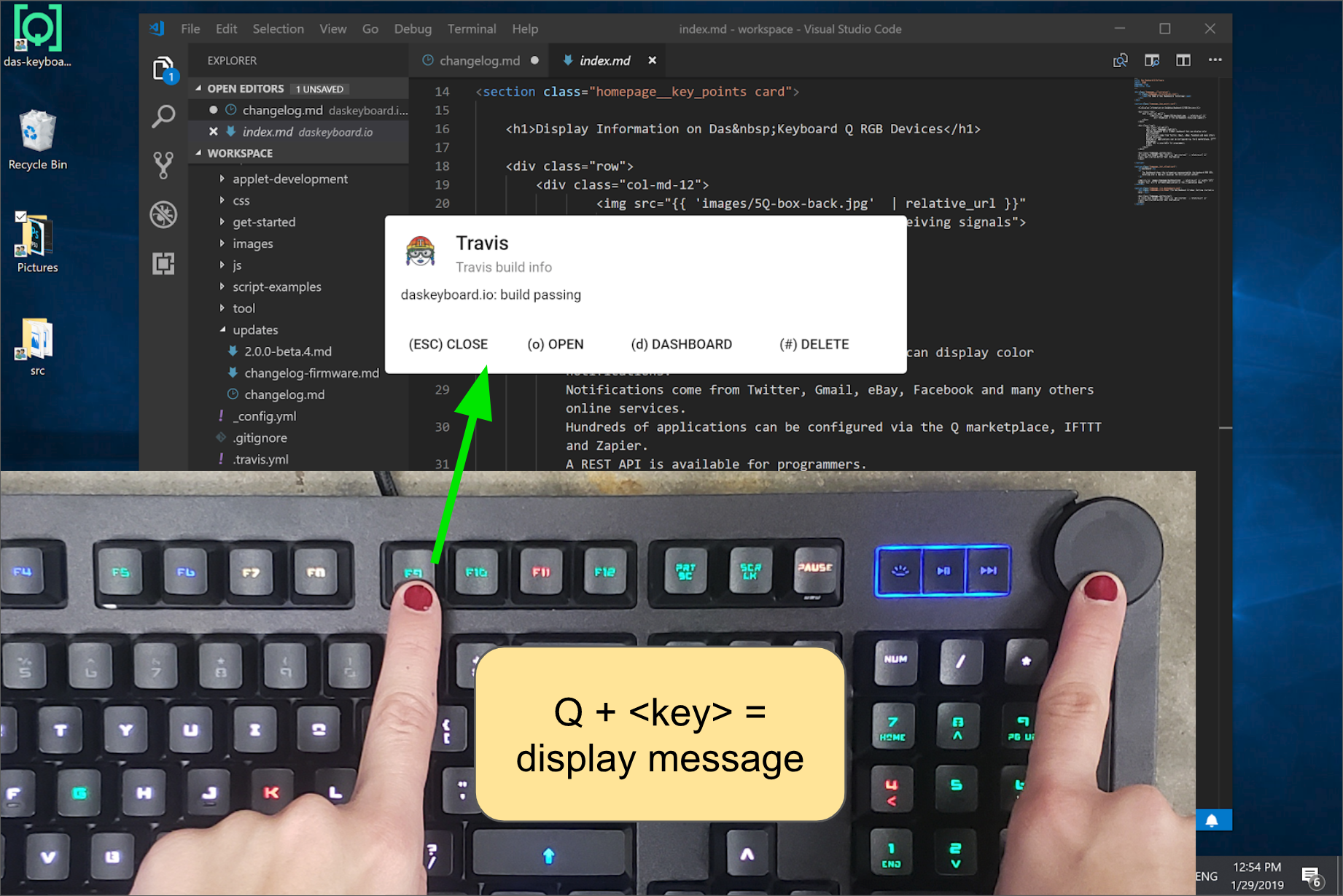 Das Keyboard Q message preview
