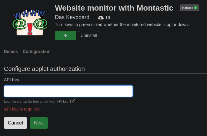 Q API key form